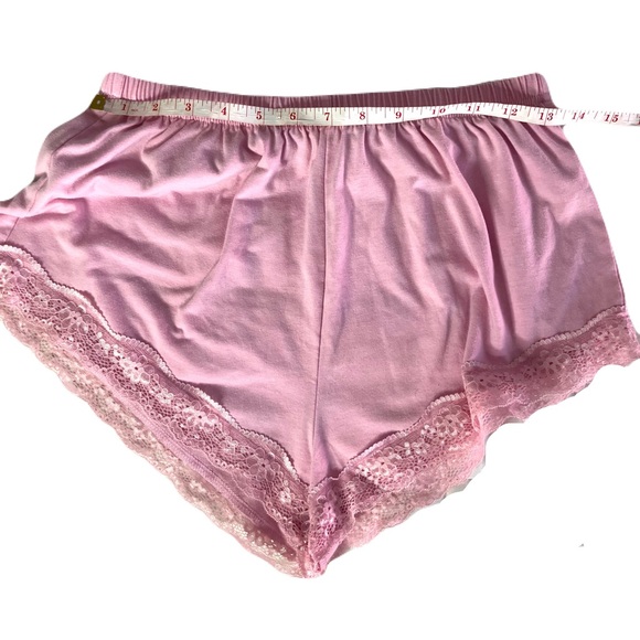 ROMWE Pink Lace-Trim Soft Comfy Pajama Shorts - Picture 4 of 8